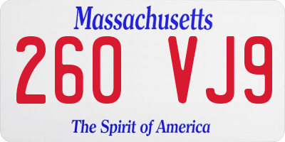 MA license plate 260VJ9