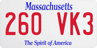 MA license plate 260VK3