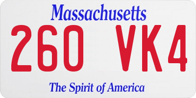 MA license plate 260VK4
