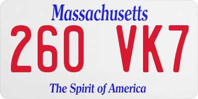 MA license plate 260VK7