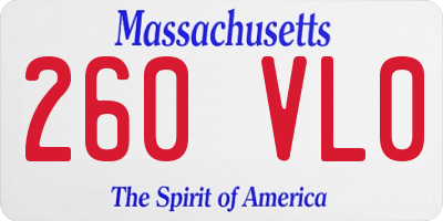 MA license plate 260VL0
