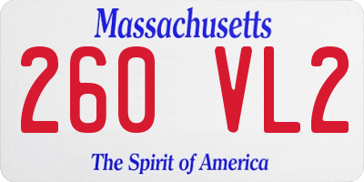 MA license plate 260VL2