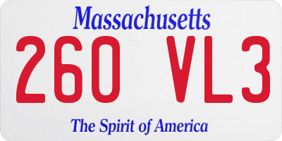 MA license plate 260VL3