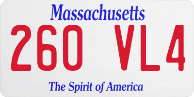 MA license plate 260VL4