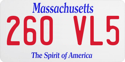MA license plate 260VL5