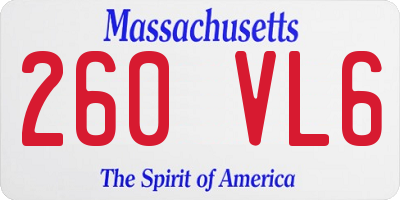 MA license plate 260VL6