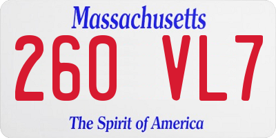 MA license plate 260VL7