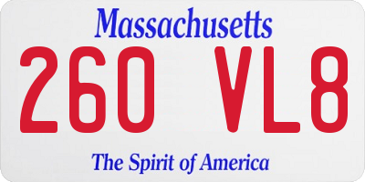 MA license plate 260VL8