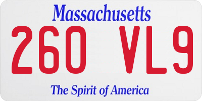 MA license plate 260VL9