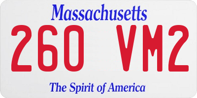 MA license plate 260VM2