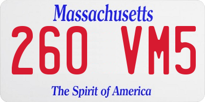 MA license plate 260VM5