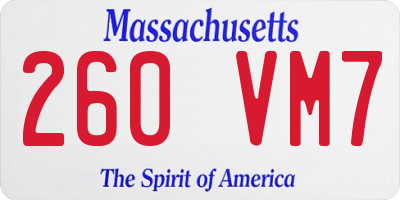 MA license plate 260VM7
