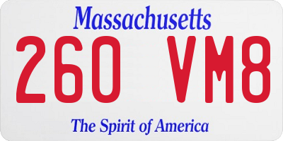 MA license plate 260VM8