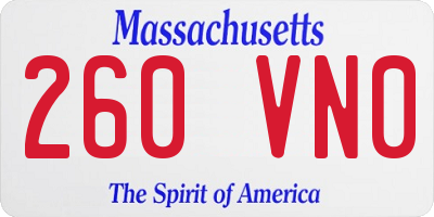 MA license plate 260VN0