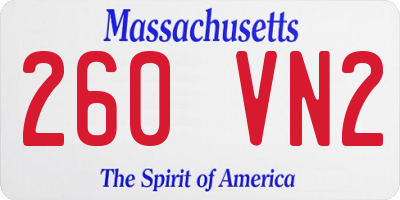 MA license plate 260VN2
