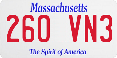 MA license plate 260VN3
