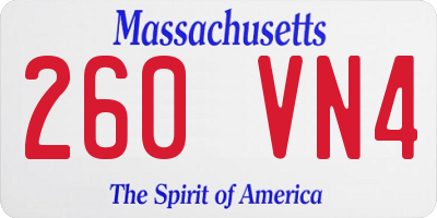 MA license plate 260VN4