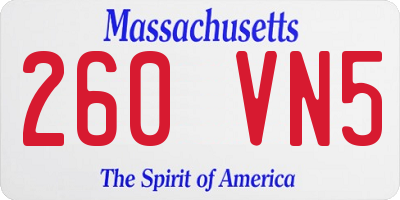 MA license plate 260VN5