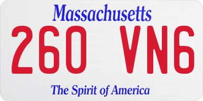 MA license plate 260VN6