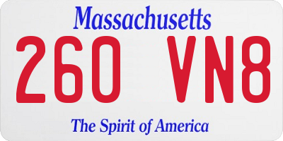 MA license plate 260VN8
