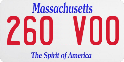 MA license plate 260VO0