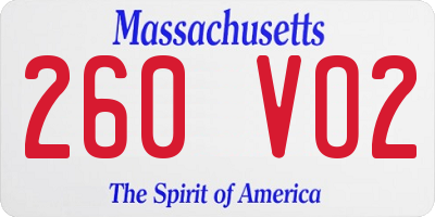 MA license plate 260VO2