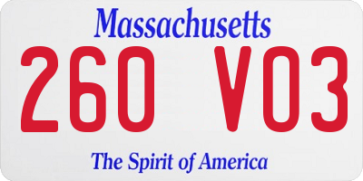 MA license plate 260VO3