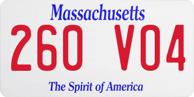 MA license plate 260VO4