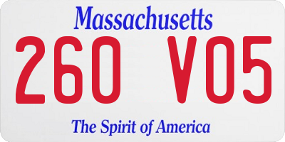 MA license plate 260VO5