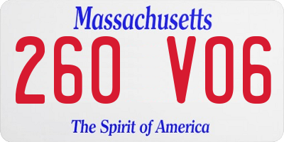 MA license plate 260VO6