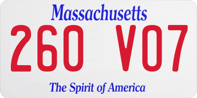 MA license plate 260VO7