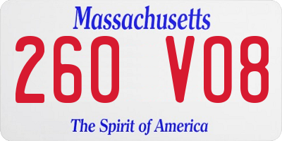 MA license plate 260VO8