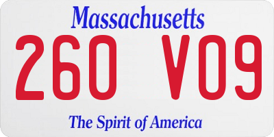 MA license plate 260VO9