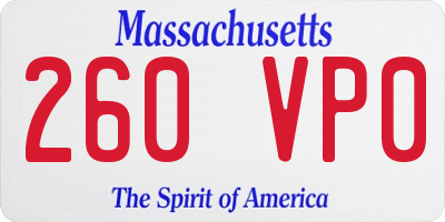 MA license plate 260VP0