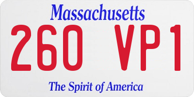 MA license plate 260VP1