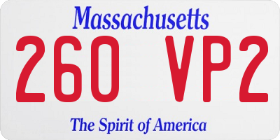 MA license plate 260VP2