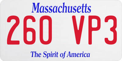 MA license plate 260VP3