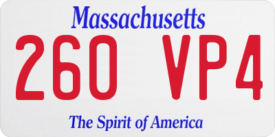 MA license plate 260VP4