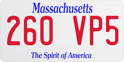 MA license plate 260VP5