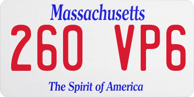 MA license plate 260VP6