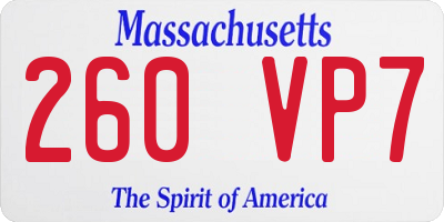 MA license plate 260VP7
