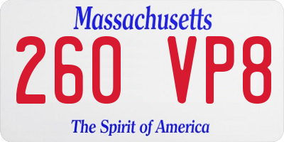 MA license plate 260VP8