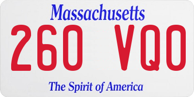 MA license plate 260VQ0