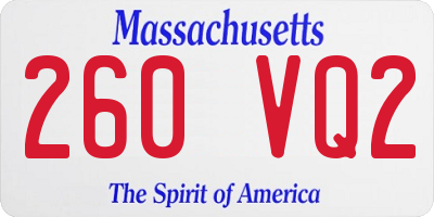 MA license plate 260VQ2