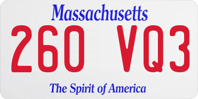 MA license plate 260VQ3