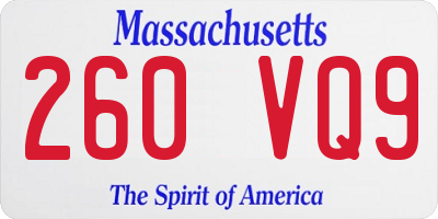 MA license plate 260VQ9