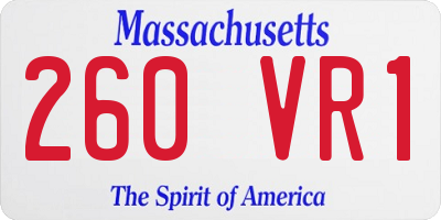 MA license plate 260VR1