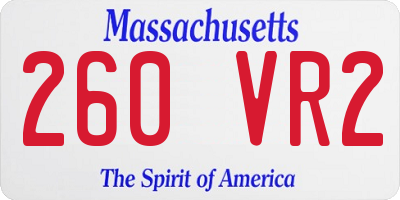 MA license plate 260VR2