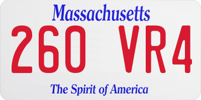MA license plate 260VR4