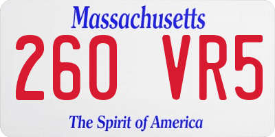MA license plate 260VR5
